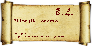 Blistyik Loretta névjegykártya